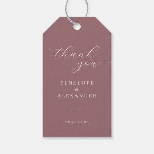 Elegant Maroon Calligraphy Thank You Gift Tags