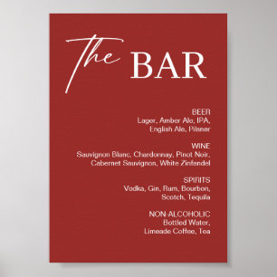 Elegant Maroon Christmas Wedding Bar Poster