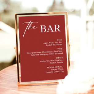 Elegant Maroon Christmas Wedding Bar  Poster