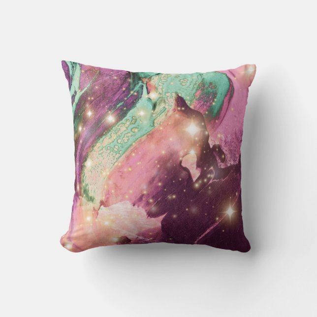 Elegant Maroon Colour Splash Throw Pillow (Front)