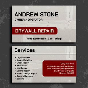 Elegant Maroon Drywall Repair Branding Business Card