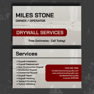 Elegant Maroon Drywall Services Branding Business Card