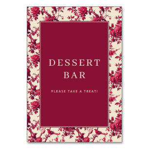 Elegant Maroon Floral Avian Border Table Number