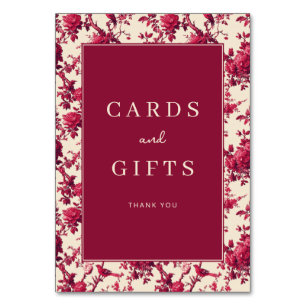 Elegant Maroon Floral Border Table Number