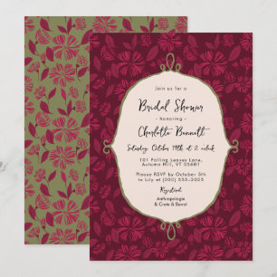 Elegant Maroon Floral Bridal Shower Invitation
