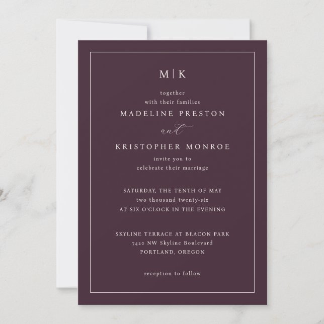 Elegant Maroon Formal Invitations (Front)