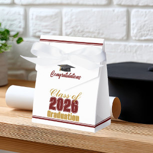 Elegant Maroon Gold Class of 2026 Graduation Favor Box
