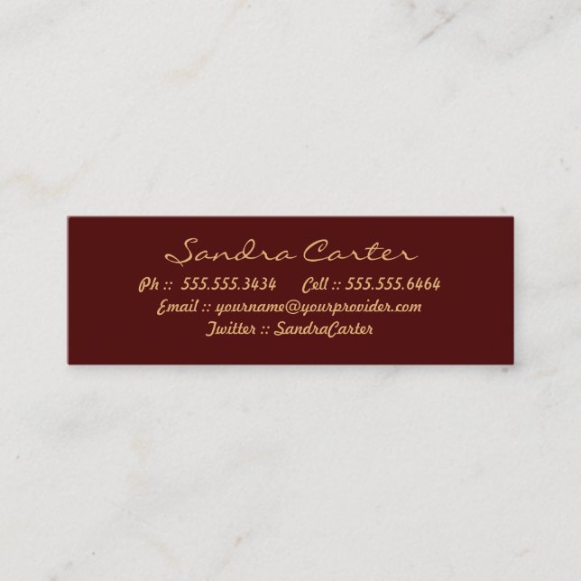 Elegant Maroon & Gold Flourish Contact Cards (Front)