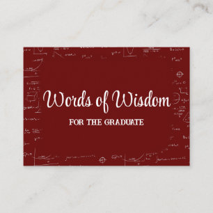 Elegant Maroon Graduate Words of Wisdom Advice Enclosure Card