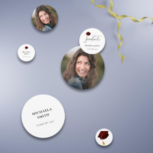 Elegant Maroon Graduation Cap Graduate Photo Confetti