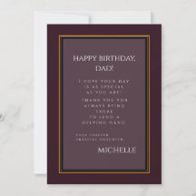 Elegant Maroon "Happy birthday, dad" Card