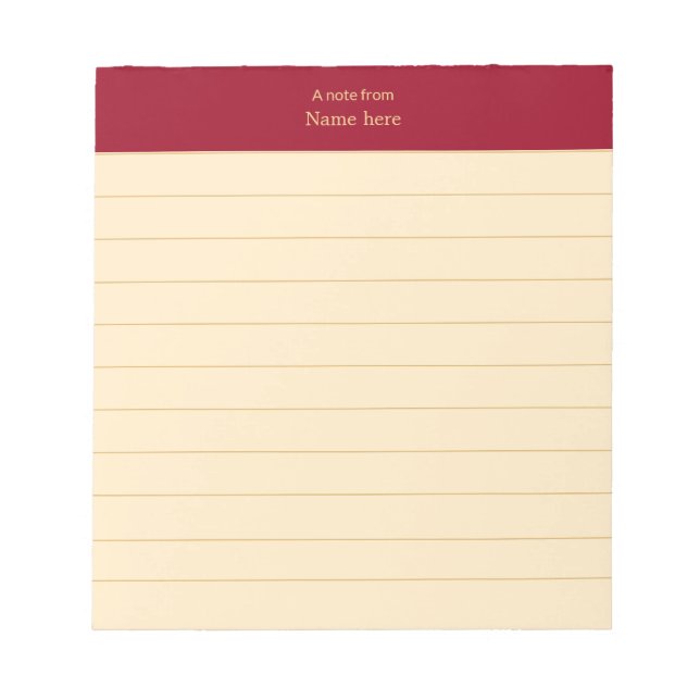 Elegant Maroon Header Lined Notepad (Front)