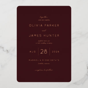 Elegant Maroon Minimalist Wedding Invitation