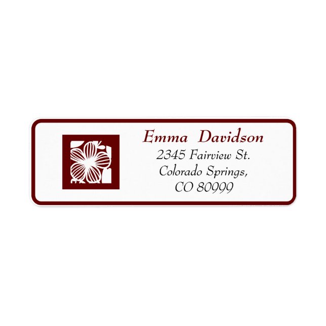 Elegant Maroon Open-work Return Address Labels (Front)