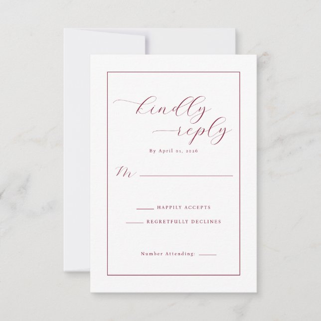 Elegant Maroon RSVP Card (Front)