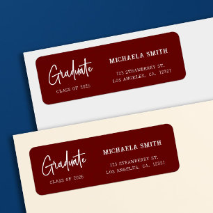 Elegant Maroon Script Graduation Return Address