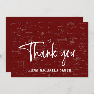 Elegant Maroon Script Typography Math Graduation Thank You Card