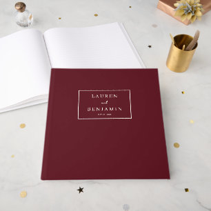 Elegant Maroon Star Accents Guest Book