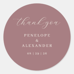 Elegant Maroon Thank You Card Classic Round Sticker