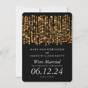 Elegant Marriage / Elopement Modern Gold Lights Announcement