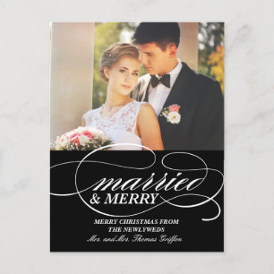 Elegant Married and Merry Christmas Postcard