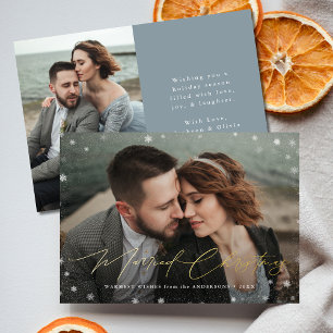 Elegant Married Christmas 2 Photo Foil Holiday Card