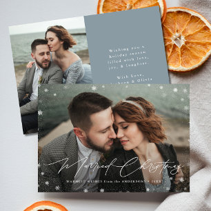 Elegant Married Christmas 2 Photo Holiday Card