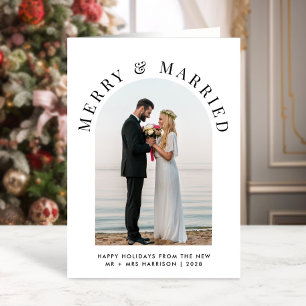 Elegant Married Merry Arch Photo Christmas Holiday Card