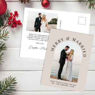 Elegant Married Merry Arch Photo Christmas Holiday Postcard