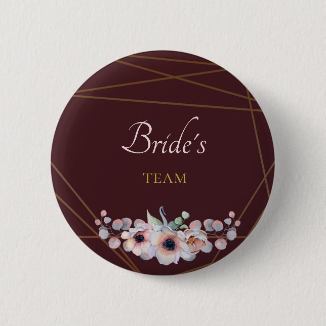 Elegant Marsala Blush Anemone Flowers Wedding 2 Inch Round Button (Front)