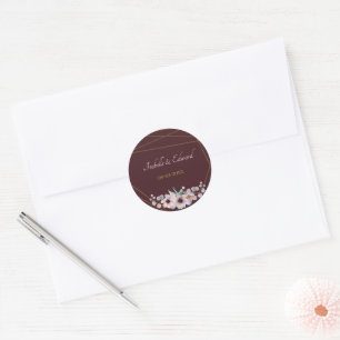 Elegant Marsala Blush Anemone Flowers Wedding Classic Round Sticker