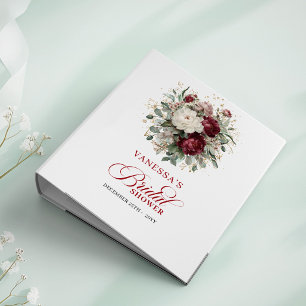Elegant Marsala Floral Bridal Shower Memory Album Binder