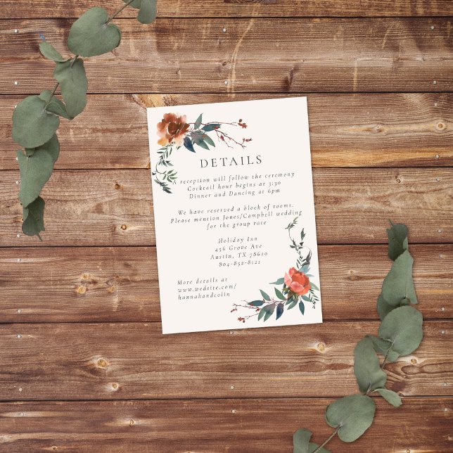 Elegant Marsala Peach Botanical Garden Enclosure Card (Creator Uploaded)
