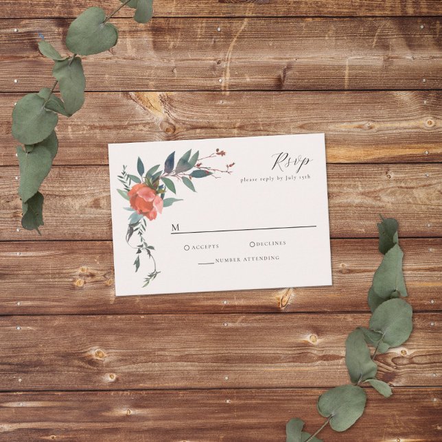 Elegant Marsala Peach Botanical Garden RSVP Card (Creator Uploaded)
