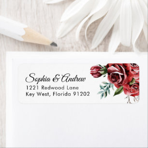 Elegant Marsala Red Rose Rustic Wedding Address