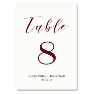 Elegant Marsala Table Number