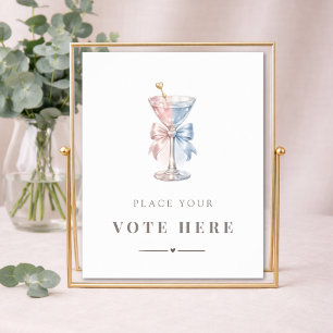 Elegant Martini Gender Reveal Place Your Vote Here Poster