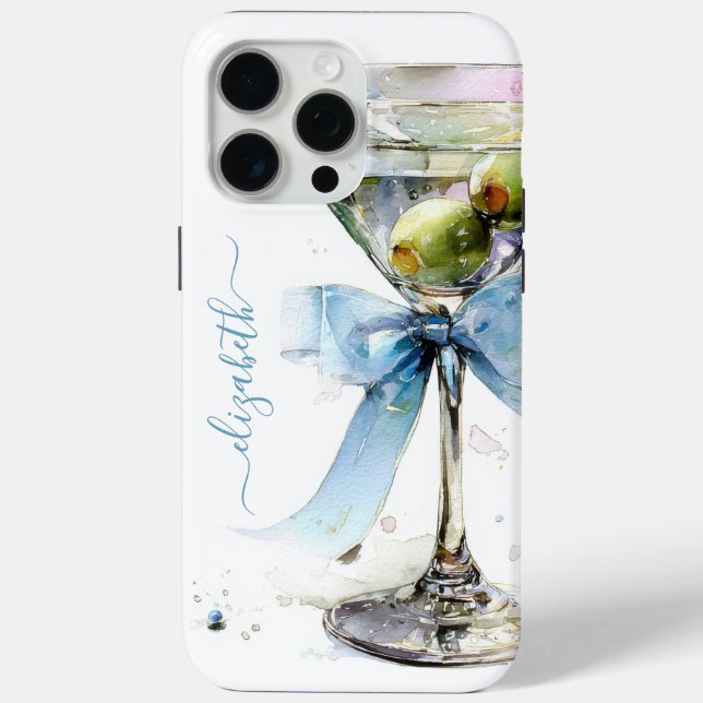 Elegant Martini Monogrammed Case-Mate iPhone Case (Back)