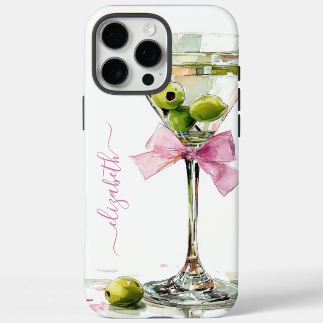 Elegant Martini Monogrammed Case-Mate iPhone Case (Back)