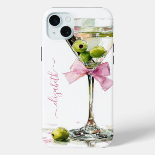 Elegant Martini Monogrammed iPhone 15 Mini Case