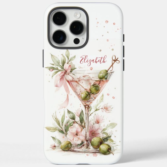 Elegant Martini Monogrammed Case-Mate iPhone Case (Back)