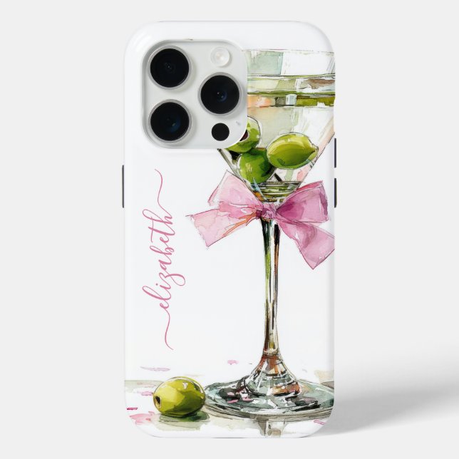 Elegant Martini Monogrammed Case-Mate iPhone Case (Back)