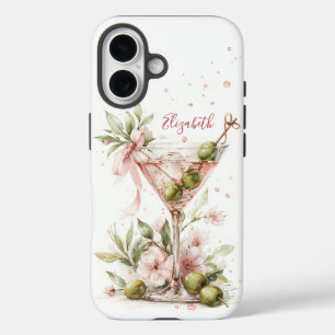 Elegant Martini Monogrammed iPhone 16 Case