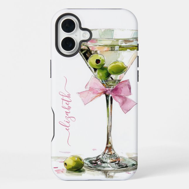 Elegant Martini Monogrammed iPhone Case (Back)
