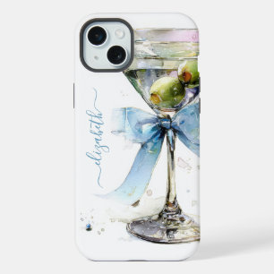 Elegant Martini Monogrammed iPhone 15 Plus Case
