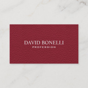 Elegant Masculine Dark Red Leather Look Business Card