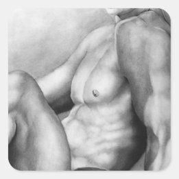 Elegant Masculine Fine Art Nude-Male Bodybuilder Square Sticker
