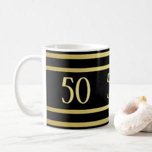 Elegant Masculine Gold & Black Birthday Coffee Mug