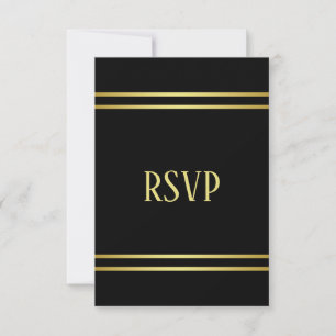 Elegant Masculine Gold & Black Birthday RSVP Card