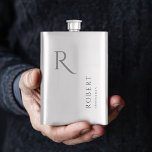 Elegant Masculine Monogram Groomsmen Gift Flask<br><div class="desc">This simple custom groomsmen flask features personalized groomsman's name,  monogram,  and wedding date. You can easily change the background and fonts colours to match your event if you like. Also great for a best man,  father of the bride and more.</div>